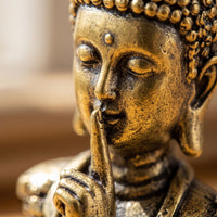 Antique Brass Buddha Bust Statue Shushing Buddha Bust Meditative Sculpture Miniature for Collectors, Art Lovers, Desk, Shelf, Tea Corner