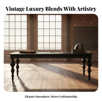 Large Slab Dining Table genuine Wood Farmhouse design Table Distressed Finish Household Furniture for Remote Workers, Homeowners, Home Office, Restaurant