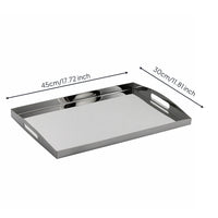 Serving Tray with Handles Mirrored Stainless Steel Tray Reflective Serving Platter with Handles for Restaurant, Hotel, Vanity