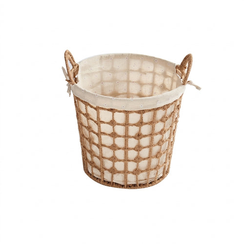 Woven Laundry Basket, Cotton and Linen, Japanese Style
