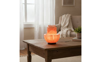 Warm Lotus Mineral Lamp Carved Mineral Lamp with Wooden Base Ambient Night Light Natural for Bedside, Bedroom