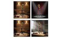 Height Adjustable Retro Vocal Device with Stand Desktop Wired Vocal Device with Tripod Metal Mic Stand Classic for Speakers