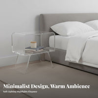 C-Shaped Acrylic Table Modern Design Nightstand Easy to Clean for Small Spaces