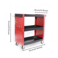 Steel Three-Tier Tool Cart Caster Wheels Mobile Tool Cart Open-Frame Utility Storage Bolted