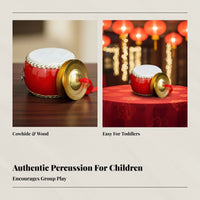 Children's Cowhide Drum, Toy Drum, Percussion Instrument, for 0-3 Years, with Cymbals