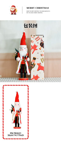 36cm Santa Claus Nutcracker Solid Wood Figurine Christmas Decoration