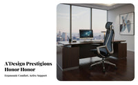Lumbar Support High-Back Ergonomic Chair Adjustable Features High-Back Rolling Work Chair 360° Swivel Office Furniture Padded Cushion for Remote Workers, Students, Gamers, Study Room, Gaming Setup, Bedroom