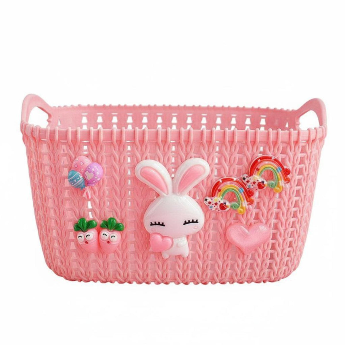 Handled Cartoon Basket Imitation Rattan Weave Household Storage adaptable