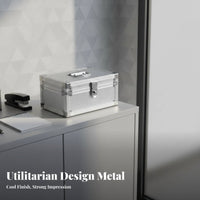 Heavy Duty Lockable Money Box Lightweight Lockable Storage Box Reinforced Corners Metal Document Case Soft Interior Lining for Business Owners, Professionals, Office, Retail Retail Outlet, Workshop, Worksites