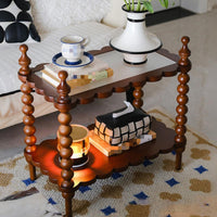 double-decker Wooden Trolley Movable End Table long-lasting Construction for Dining Area
