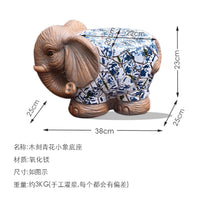 卡通庭院动物装饰摆件青花大象墩子庭院花园花盆底座阳台户外椅子