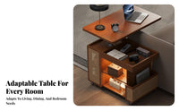 Adjustable Curved Design D End Table With Wheels Serving Trolley Mobile Design Versatile for Distant Workers, Homeowners