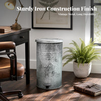 Farmhouse Retro Style Pedal Trash Can Vintage Trash Can Blue-Gray