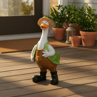 Resin Duck Statue Weather-Resistant Farmer Duck Figurine Hand-Painted for Yard
