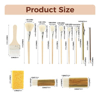 12 Pieces Craft Brush Kit with Sponge Long-Handled Ceramic Glaze Brush Soft