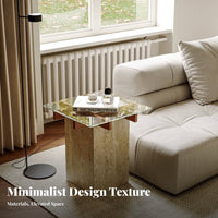 Pedestal Table Retro Design Grid-Support Pedestal Table Clear Tabletop Home Furnishing for Guesthouse Owners, Homeowners, Living Room, Entryway