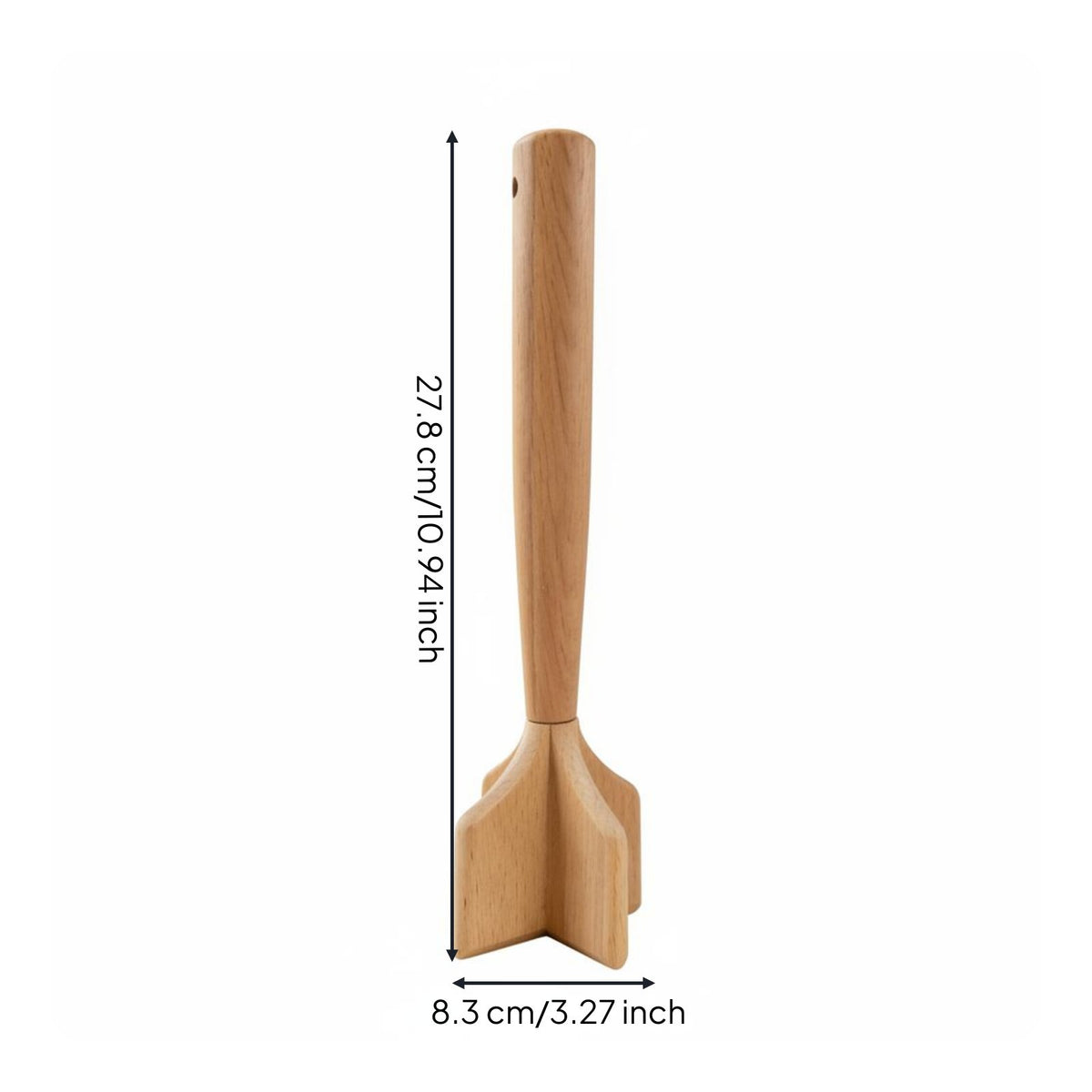 Wooden Potato Masher Straight Handle Beech Wood Masher Hanging Hole