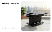 Expandable Rolling Side Table Space-Saving Rolling Utility Cart With Wheels Built-in Storage for Small Apartment Dwellers