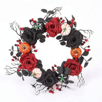 Door Wreath with Pumpkins Gothic Rose Wreath with Berries Spooky for Mantel