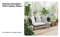 4 Pieces Weather-Resistant 4-Piece Woven Seating Set Thick seat pads Outdoor Furniture sturdyDuty Frame Garden Lounge Group Low Maintenance for Hotel Managers, Business Owners, Patio, Terrace, Sunroom, Backyard