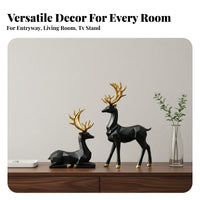 Housewarming Gift Origami Design Deer Ornament Golden Accents Nordic Elk Sculpture Minimalist for TV Stand, Living Room, Bookshelf
