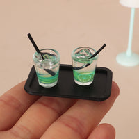 Dollhouse Miniature Furniture Set Table Chair Fan Tray Drink Mini Floor Lamp Model Photography Prop