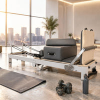 Aluminum Alloy Foldable Pilates Reformer Bed Padded Pilates Reformer Bed Resistance Ropes Pulley System