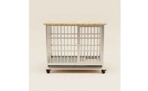 Easy to Clean Indoor Dog Crate with Wood Top Stylish Dog Crate Furniture Smooth-Rolling Gnaw-resistantResistant for Apartment