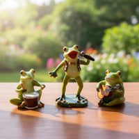 3 Pieces Frog Band Figurine Set Bright Colors Musical Frog Statues Detailed Craftsmanship Garden Decoration for Balcony