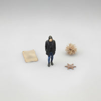 Black Hooded Man Statue Realistic Resin Painted Figurine Handcrafted Home Decor for Shelf, Dollhouse