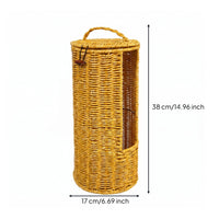 Basket with Front Opening Round Base Lidded Storage Basket Decorative