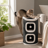Multi-Layer Vertical Cat Tree with Scratching Board and Cozy Hideaway
