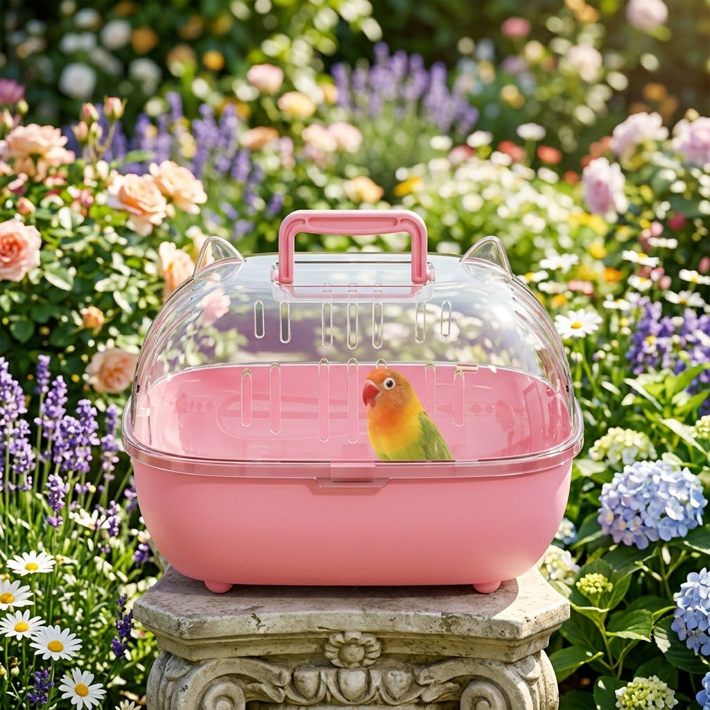 Portable Bird Carrier, Handheld Mobile Bird Cage with Accessories, Transparent Outdoor Bird Cage for Portable Use