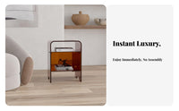 C-curved Storage Table hinged lid Lid Nightstand Minimalist design & aesthetic for Small areas