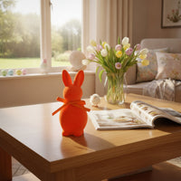 Flocked Bunny Figurine Fuzzy Texture Chunky Hare Decor Tabletop Accent Velvet Hare Ornament for Party, Desktop