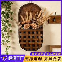 椭圆室内木质挂篮壁挂装饰插花装饰田园风置物篮民宿背景墙面挂饰