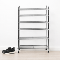 Shoe Rack Hallway, Space-Saving Shoe Rack Made of Polished Stainless Steel, Stable Freestanding Shoe Shelf for Small Apartments