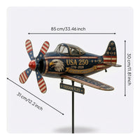 Kinetic Airplane Wind Twirler Rotating Wind Twirler with Propeller Whimsical Airplane Sculpture with Stake Commemorative for Patio