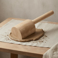 Wooden Pottery Slapping Board Rounded Handle Curved-Face Slapping Board