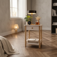 Nightstand with Drawers Nordic Wooden Nightstand Bottom Shelf Small Storage Table for Living Room