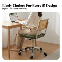 Rattan Back Swivel Chair Wear-Resistant Rattan Back Rolling Chair Easy to Clean