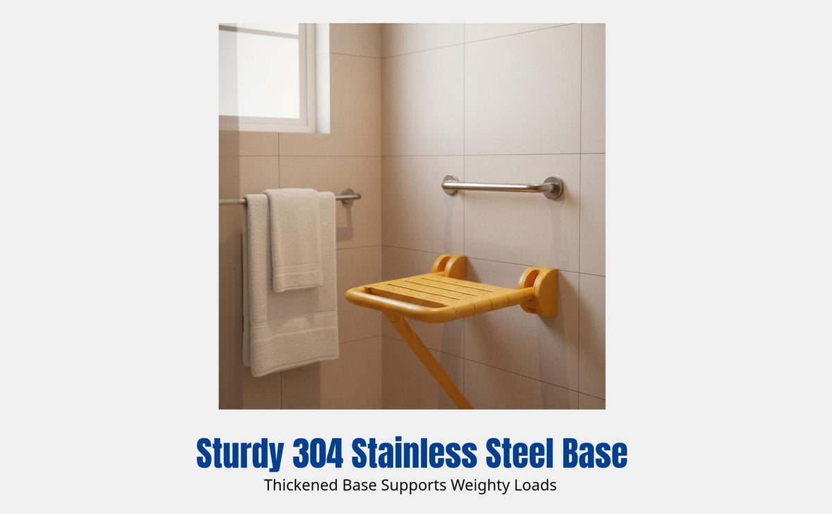 Shower Folding Stool Bathroom Seat, Non-Slip Bath Chair for Seniors