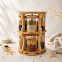 Rotating Grain Jar Set Sealed Lid Seasoning Jar Carousel Wide-Mouth Jars