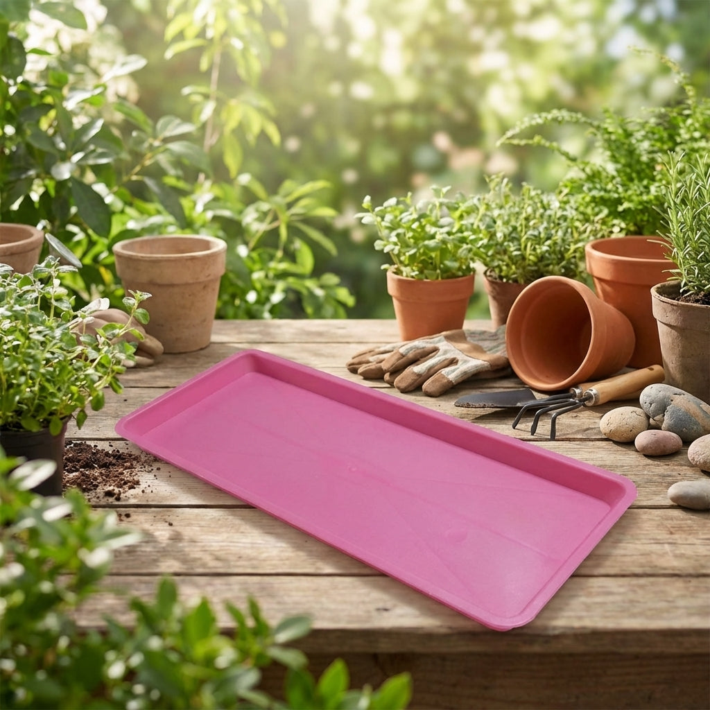Plant Saucers and Large Resin Plant Trays, Drip Tray for Floor Standing Pots, Country Style Water Tray for Indoor and Balcony Use