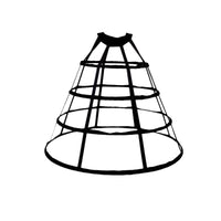 Lolita Birdcage Crinoline Petticoat with 4 Steel Hoops, Elastic Waist, Black and White, for Cosplay Maid