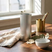 Cylindrical Vase Modern Ribbed Vase Minimalist for Living Room, Minimalists