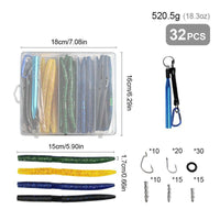 Jishi Worm Set 133pcs Fishing Hook Kit Box, Outdoor Portable, Sea Fishing Bait Set, Plastic, A685