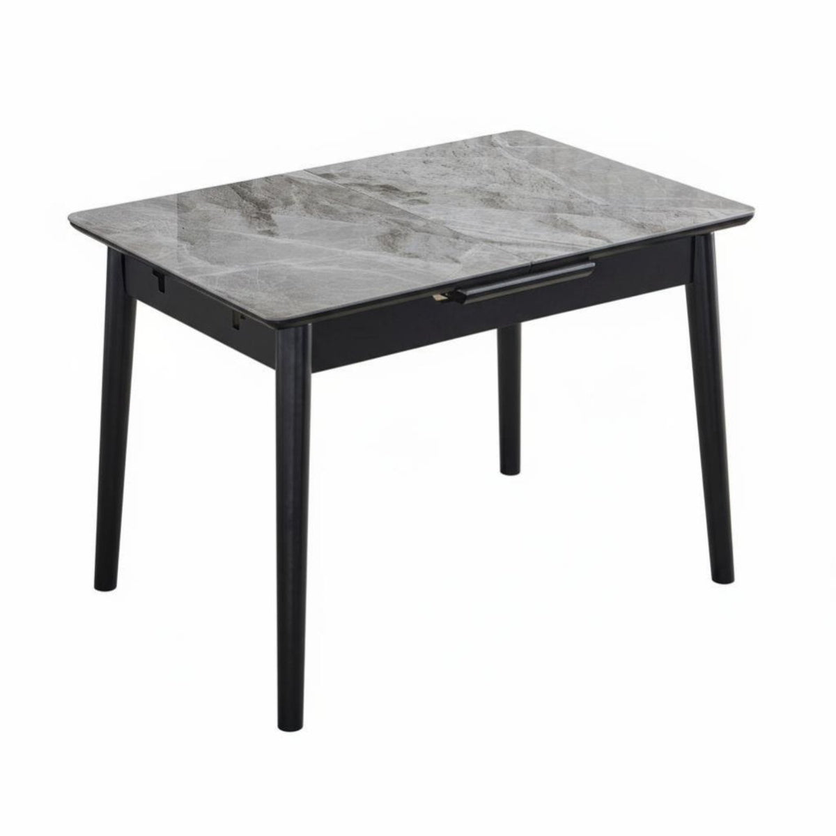 Expandable Rectangular Table with Chairs Expandableable Design Dining Room Set Shiny Finish Space Saving for Families