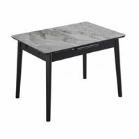 Expandable Rectangular Table with Chairs Expandableable Design Dining Room Set Shiny Finish Space Saving for Families