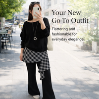 Airport Outfit Two Piece for Women with Off Shoulder Long Sleeve Top, Ladies Travel Lounge Wear, Casual Matching Coordinates
